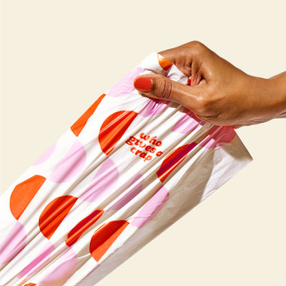 Who Gives a Crap small 100% recycled plastic trash bag being pulled by a hand to show how strong they are